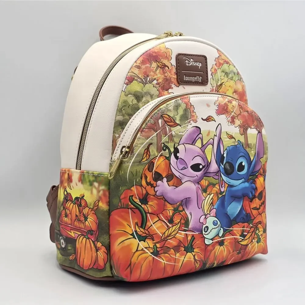 Loungefly Disney Stitch & Angel Pumpkin Patch Halloween Mini Backpack New